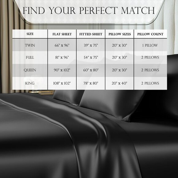 15- Satin 4 Piece Luxury Silky King Size Bedding Set 15" Deep - Picture 8 of 8